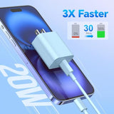 I Phone Charger Fast Charging, 3 Colors Usb C Wall Charger, 10Ft Fast Charging Cable + 20W Usb C Charger Block, Compatible With I Phone 15 16 17 Pro/Max/Plus - Blue Green Pink