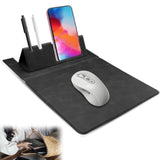 Leather Laptop Mouse Pad With Phone & Pen Holder, Foldable Travel Mouse Pad For Home/School/Office (Black)