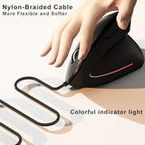 Wired Ergonomic Mouse,Vertical Mouse With Nylon-Braided Cable,6 Buttons,6400 Adjustable Dpi,Silent Mouse For Pc,Mac,Laptop - Black