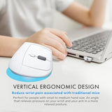 Wireless Mouse, Vertical Ergonomic Mouse With 2.4G Wireless & Bluetooth For 3 Multi-Device Function, Adjustable Dpi Modes, Compatible With Pc, Mac, Laptop - White
