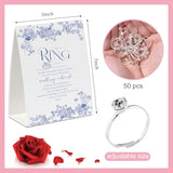 Put A Ring On It Game(50 Rings With One Sign), Don'T Say Wedding Or Bride Game, Fun Bridal Shower Game, Bridal Shower Decorations Blue Floral-Jzds05