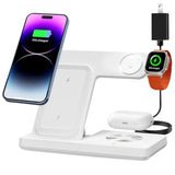 Wireless Charger, 3 In 1 Charging Station For Multi Devices, Charging Stand Dock For Iphone 8-16 Series, Apple Watch, Airpods Pro 3 2 With Adapter (White)