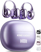 Clip-On Earbuds Gen 3, Open-Ear Wireless Bluetooth 6.0 Headphones With Mic, Secure Fit For Small Ears & Glasses Wearers, 50H Playtime, Led Digital Display, Enc, Ipx5 Waterproof (Purple)