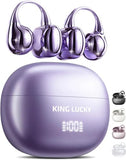 Clip-On Earbuds Gen 3, Open-Ear Wireless Bluetooth 6.0 Headphones With Mic, Secure Fit For Small Ears & Glasses Wearers, 50H Playtime, Led Digital Display, Enc, Ipx5 Waterproof (Purple)