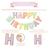 17pcs Pastel Birthday Decorations Kit with Banner, Garland, Swirls & Honeycomb Balls