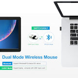 Rechargeable Bluetooth 5.2/3.0/Type-C/Usb-2.4G Mouse For Macbook/Macbook Air/Pro/Ipad, Wireless Mouse For Laptop/Notebook/Pc/Ipad/Chromebook (Black)