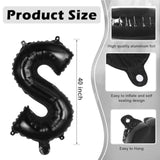 Black Letter S Balloons, 40 Inch Large Foil Letter Balloons, Custom Phrase Balloon For Birthday Party Wedding Anniversary Decoration (Black S)