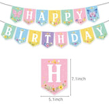Butterfly Birthday Party Decorations For Girls, Pastel Happy Birthday Banner, 24 Balloons Pink Green Blue Ivory, Butterfly Cake Topper & 24 Cupcake Toppers, Spring Garden Birthday Party Supplies