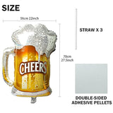 Beer Cup Balloons Set of 2 Beer Mug Cheers Foil Balloons for Party Decor