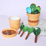 4Pcs Porcelain Measuring Spoons With Base, Cute Cactus Shape