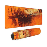Burnt Abstract Monochrome Orange Graphic Blots Mouse Pad, 31.5 X 11.8 In Rubber Base Mouse Pad With Stitched Edges For Office Home