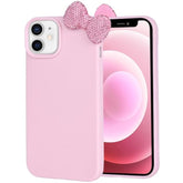 Cases For Iphone 12, Luxury Glitter 3D Rhinestone Bow Phone Cover Soft Litchi Pattern Protective Phone Case For Iphone 12 6.1" 2020