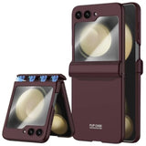 For Samsung Galaxy Z Flip 5 Case, Hinge Protection, Built-In Screen Protector, Wireless Charging, Shockproof, Anti Scratch Slim Phone Protective Cover For Galaxy Z Flip 5, 2023 Wine