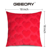 Valentines Day Soft Plush Love Heart Pillow Covers, 18 X 18 Inch Set Of 2, Faux Fur Wool Decorative Anniversary Cushion Case For Sofa Home Decoration Red Gc010-18