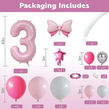 30pcs 40" Pink Number 3 Balloons for Girl's 3rd Birthday Party Decor