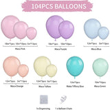 Pastel Balloon Arch, 104Pcs Rainbow Balloon Garland With 18/12/10/5 Inch Different Sizes Macaron Pink Blue Purple Party Latex Balloon For Birthday Baby Shower Wedding Party Decorations