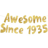 Awesome Since 1935 Gold Glitter Banner - 90Th Birthday Party Decorations