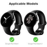Fintie Hard Case Compatible with Google Pixel Watch 3/2 / 1 with Tempered Glass Screen Protector, Full Coverage Slim Bumper Cover - Black/Silver/Clear (Pack of 3)