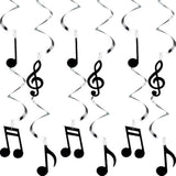25 Pieces Musical Note Hanging Swirl Decorations – Music Theme Party Supplies (Black)