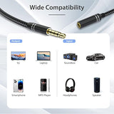 2 Pack 3.5Mm Headphone Extension Cable (4Ft/1.2M), 4 Pole Hi-Fi Stereo Sound Audio Cable, Nylon Braided Male To Female Aux Cord, Auxiliary Extender For All 3.5 Mm Enabled Devices - Black