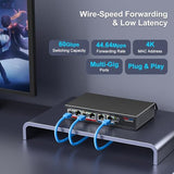 10Gb Ethernet Switch With 4 X 2.5Gbe + 2 X 10Gbe Rj45 Ports, 6 Port 10G/2.5G Multi-Gigabit Unmanaged Network Switch, Plug And Play, Fanless, Desktop/Wall-Mount, For Wireless Ap, Nas, Pc, Home