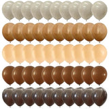 100pcs Neutral Brown Balloon Set – 12" Boho/Safari/Cowboy Party Decor with Ribbons