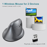 Wireless Ergonomic Vertical Mouse With Oled Screen, Rechargeable Silent Mouse For 2 Device Connection (Bt+2.4Ghz), 3200 Dpi, 8 Buttons For Windows/Pc/Desktop/Laptop/Tablet (Gray)