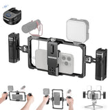 Neewer Universal Phone Cage Video Rig With Bluetooth Shutter Side Handle Comfort Grips, Smartphone Stabilizer For Video Recording Compatible With Iphone 15 Pro Max 15 Pro Galaxy S24 Ultra, Pa009E