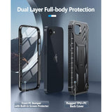 For Iphone 16E Phone Case: Military Grade Drop Proof Protection Mobile Cover With Kickstand | Matte Textured Rugged Shockproof Tpu | Protective Sturdy Iphone 16E Cases 2025 - Black