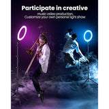 12'' Ring Light With Stand 72'' Tall & 2 Phone Holders,38 Color Modes Selfie Light With Tripod Stand, Big Led Ring Light For Iphone/Android/Camera,Youtube,Makeup