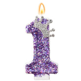 Birthday Number Candles,Purple Crown Birthday Candles For Cake,Glitter Number 1 Candle Cake Topper With Sequins For Anniversary Celebrations Supplies (Number 1)