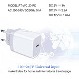 European Charger 2Pack Eu Fast 20W Usb C Charger Block Travel Plug Pd Power Adapter For Iphone 16E/16/16 Pro/16 Pro Max/16 Plus/15/15 Pro/14/14 Pro/13 Pro Max/13/12/Mini/Xs/Xr/X/8/Se, Samsung, Android