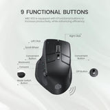 Ergonomic Silent Wireless Mouse 2.4Ghz Bluetooth- For Computer Laptop Tablet,Multi-Device Toggle,Oled Display,Adjustable Dpi, Full Size, 9 Buttons,Rechargeable, Mke-602, Black