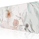 Desk Mat, Abstract Boho Flowers Extended Large Gaming Mouse Pad For Desk Xxl, Non-Slip Rubber Base Stitched Edges Long Computer Keyboard Desk Pad Mouse Mat For Home Office Gaming 35.4"X15.7"