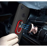 Compatible For Blu G64L Case 2 Pack Screen Protector Tempered Glass,Full Body Shock Protective Kickstand 360 Ring Holder Back Phone Cover For Blu G64L -Red