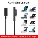Type-C Female To Microsoft Surface Magnetic Pd 45W 15V/3A Fast Charging Cable