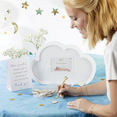 Kate Aspen Baby Shower Guest Book Cloud Frame with Wooden Rain Drops Guestbook Alternative, Nursery Decor, Baby Shower Decorations, Sonogram Picture Frame
