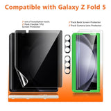 [2Set 6Pcs Galaxy Z Fold 5 Screen Protector, 2 Inner Tpu Privacy Films + 2 Outer Tempered Glass + 2 Camera Lens Protecters With Positional Mouting Frame