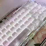 130 Keys Oem Profile Shine Through White Keycaps Set Translucent Keycaps Compatible With 61/64/87/104/108 Cherry Mx Switches Mechanical Keyboard