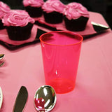 Party Essentials Hard Plastic 10-Ounce Party Cups and Tall Tumblers, Neon Pink, 25-Count