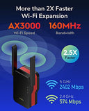 Ax3000 Dual Band Wi-Fi 6 Extender, Wifi 6 Repeater Coverage Up To 3000 Sq.Ft. And 70 Devices, 802.11Ax, 160Mhz, Mu-Mimo, Beamforming, Ofdma, Wpa3
