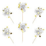 30pcs Foil Firework Cupcake Toppers Stars Sparkle Silver Party Decorations