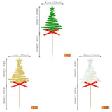 24pcs Christmas Tree Cupcake Toppers Green Glitter Picks for Holiday Parties