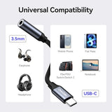 USB C to 3.5mm Audio Adapter, Type C to Headphone Aux Jack, 24bit/96kHz HiFi DAC Digital Audio Converter Compatible with iPhone 17 16 Galaxy S25 S24