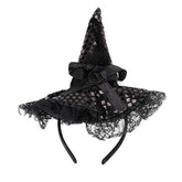 Halloween Witch Hat Headband For Halloween Costume Dress Up Party Supplies (Black)