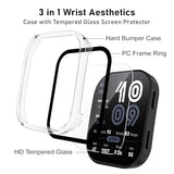 Case Compatible with Amazfit Bip 6 Smart Watch 46mm, 4-Pack Hard PC Cover with HD Tempered Glass Screen Protector Anti-scratch Ultra-thin Shell for