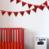 Red Decorations Double Sided Red Sequin Fabric Triangle Pennant Banner