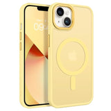 Magnetic Translucent Matte Phone Case for iPhone 13 and iPhone 14, Compatible with Magsafe, Slim Shockproof Protective Cover for Women and Men, 6.1" Yellow
