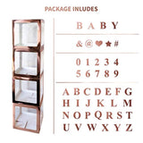 Baby Shower Decoration Boxes Kit, 4 Pcs Rose Gold Transparent Balloon Boxes With 30 Letters 10 Numbers 5 Symbols, Baby Blocks For Baby Shower Gender Reveal Backdrop Birthday Party Decor