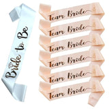 Team Bride Sash Set 7Pc White Rose Gold Bachelorette Party Bridesmaid Decor